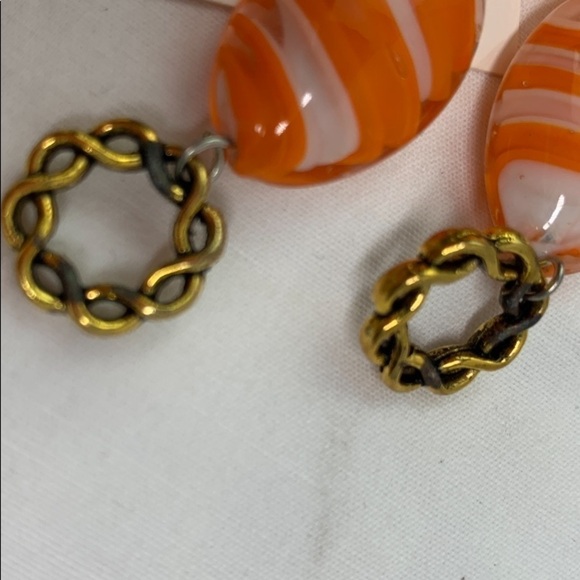 Handcrafted Sterling Beaded Drop Earrings - Yellow/Orange/Gold, AZ, 3” - Picture 4 of 9
